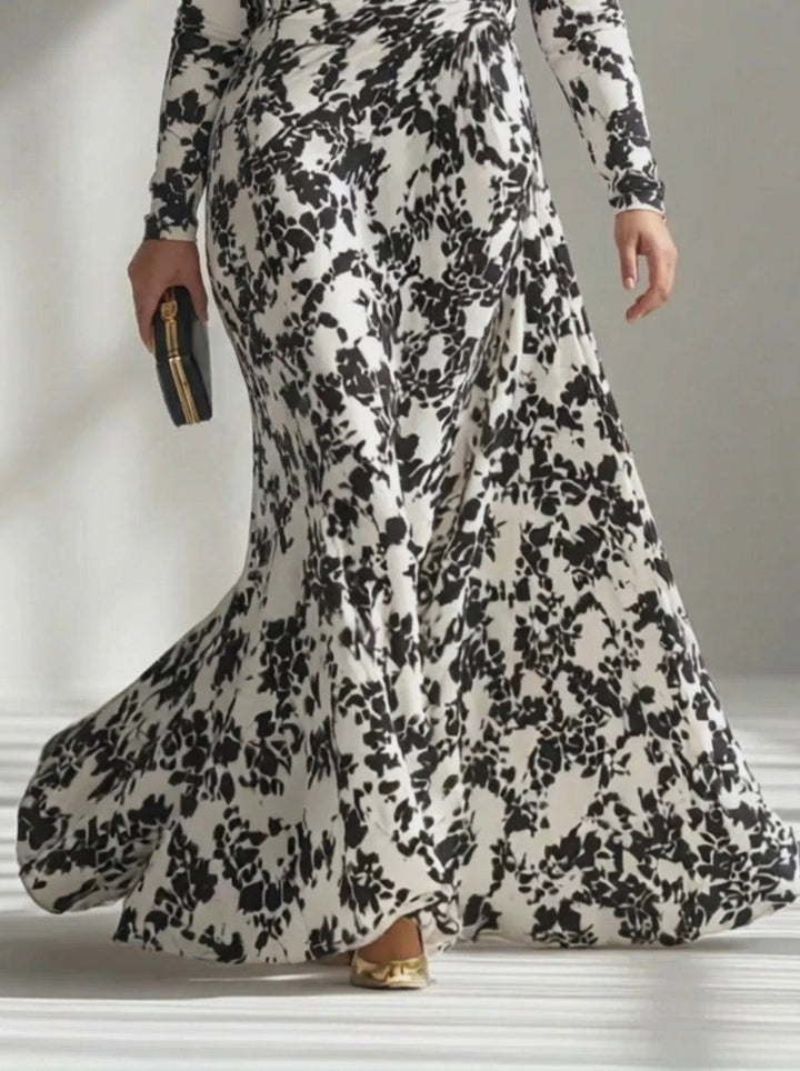 Savannah | Black and White Pattern Stretch Mix Wrap Dress
