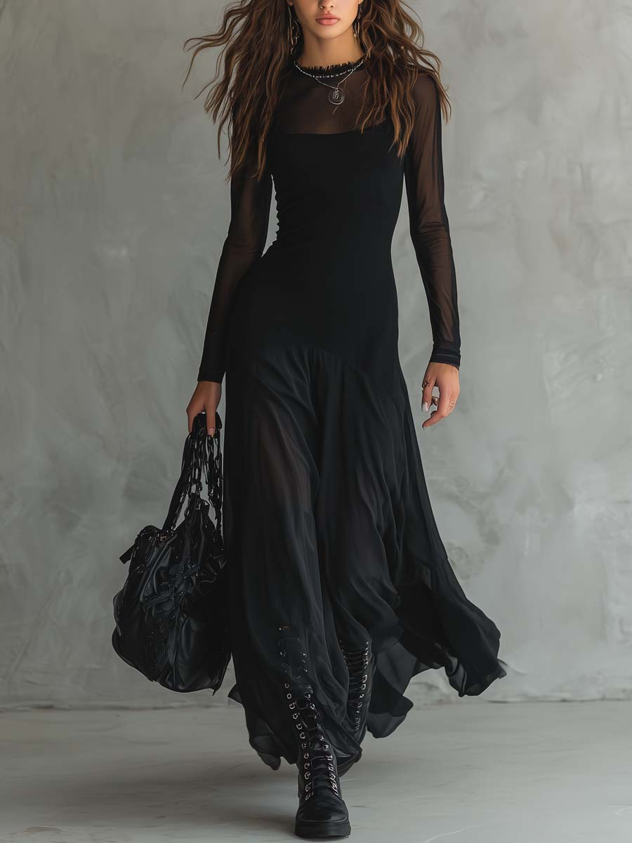black loose dress Diane• Maxi dress with a loose fit in black tulle – The Hart Sisters