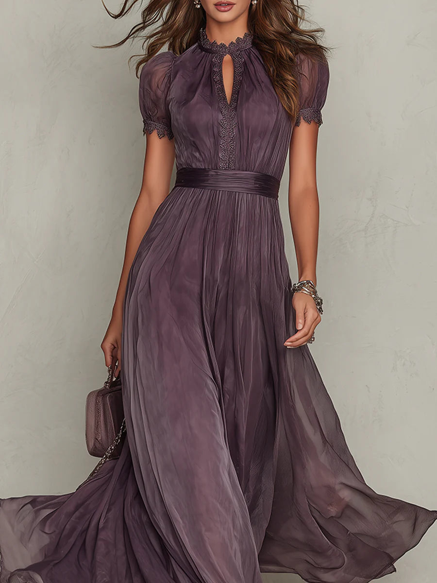 Marie • Long purple dress with keyhole neckline – The Hart Sisters