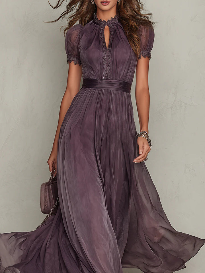 Marie • Long purple dress with keyhole neckline