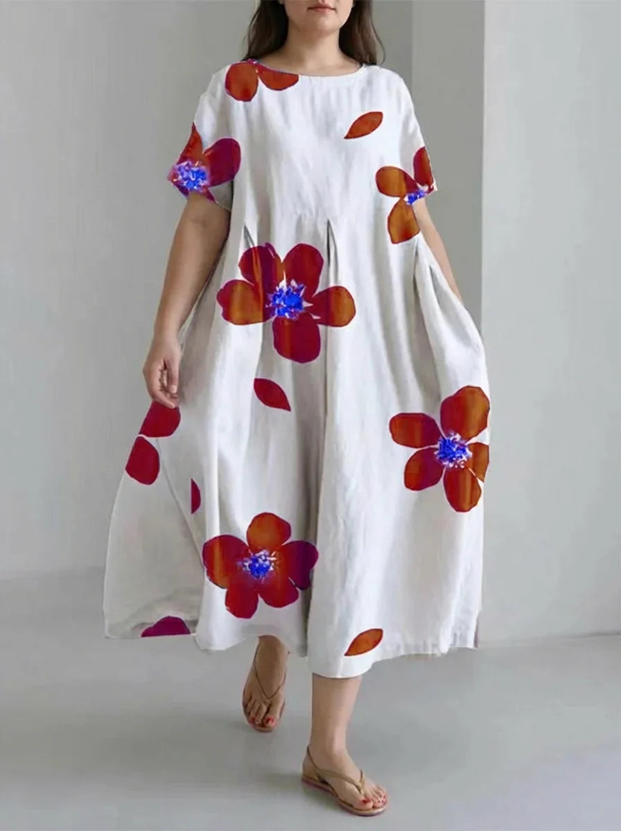 Mia | Spring and Summer Casual Loose Round Neck Floral Skirt Dress