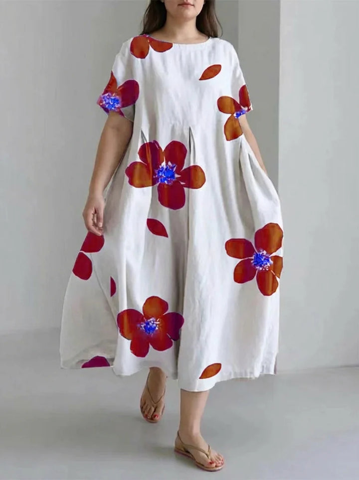 Mia | Spring and Summer Casual Loose Round Neck Floral Skirt Dress