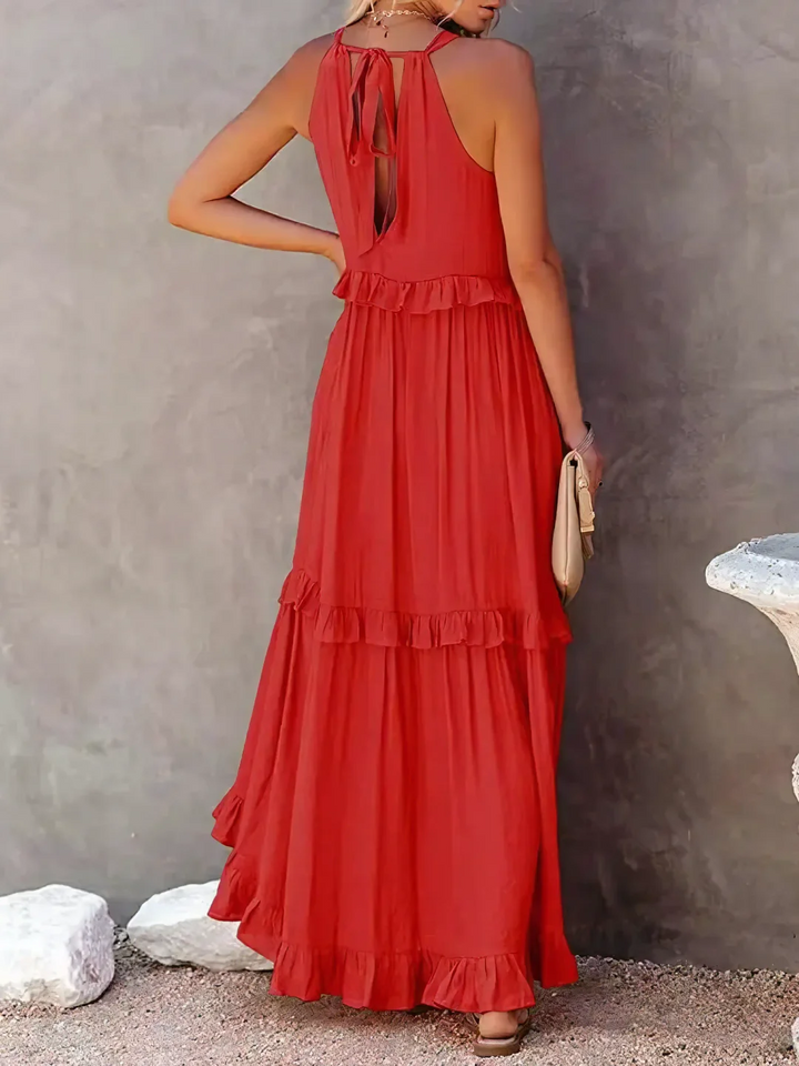 ENYA | RUFFLE DETAIL MAXI DRESS