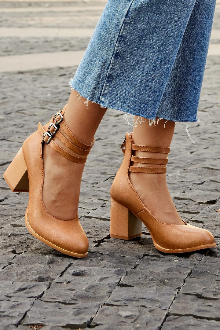 Jadara Triple Buckle Heels