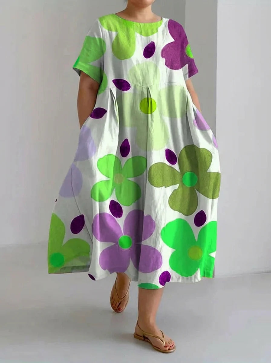 Harper | Retro Botanical Floral Design Printed Casual Loose Dress