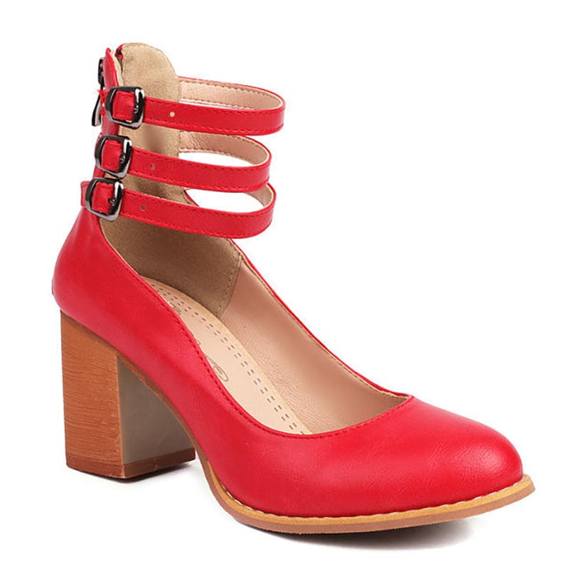 Jadara Triple Buckle Heels