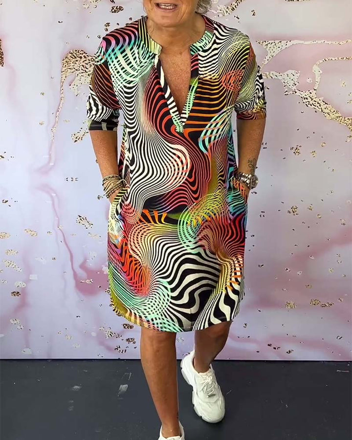 Ria | Colorful Dress with V-Neck