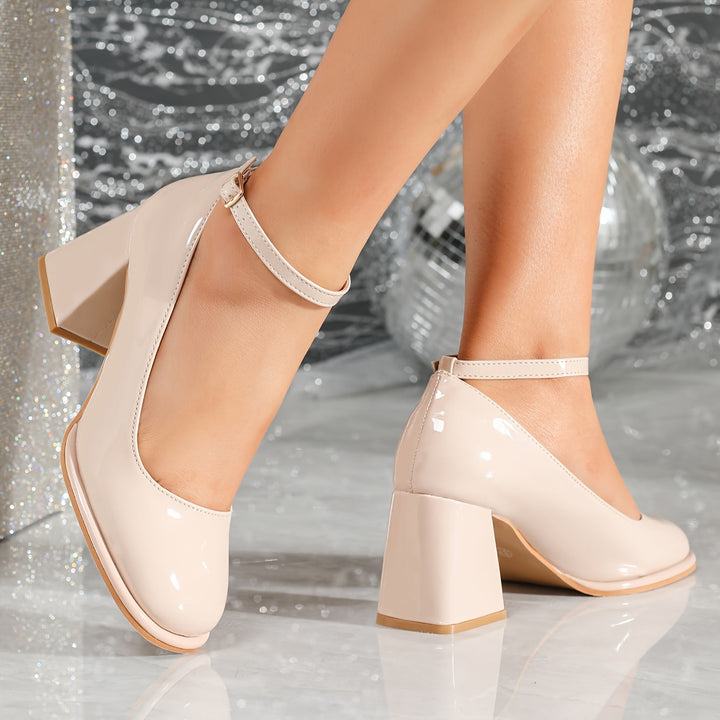 Celeste™ | Patent Leather Heels with Ankle Strap