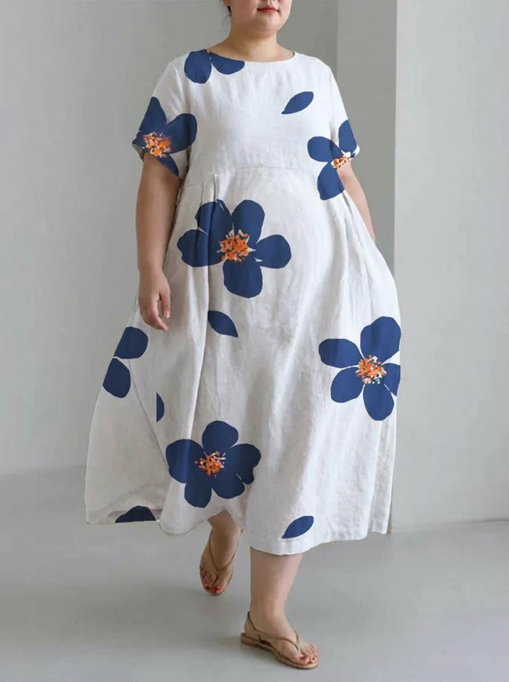 Mia | Spring and Summer Casual Loose Round Neck Floral Skirt Dress