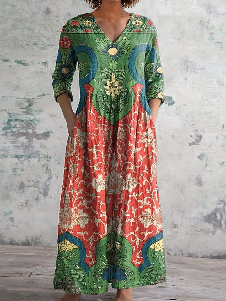 Clara | Vintage Cotton Dress with Elegant Floral Pattern