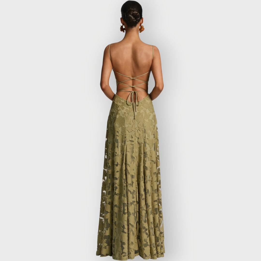 Clara - Elegant Strapless Floral Evening Velvet Gown
