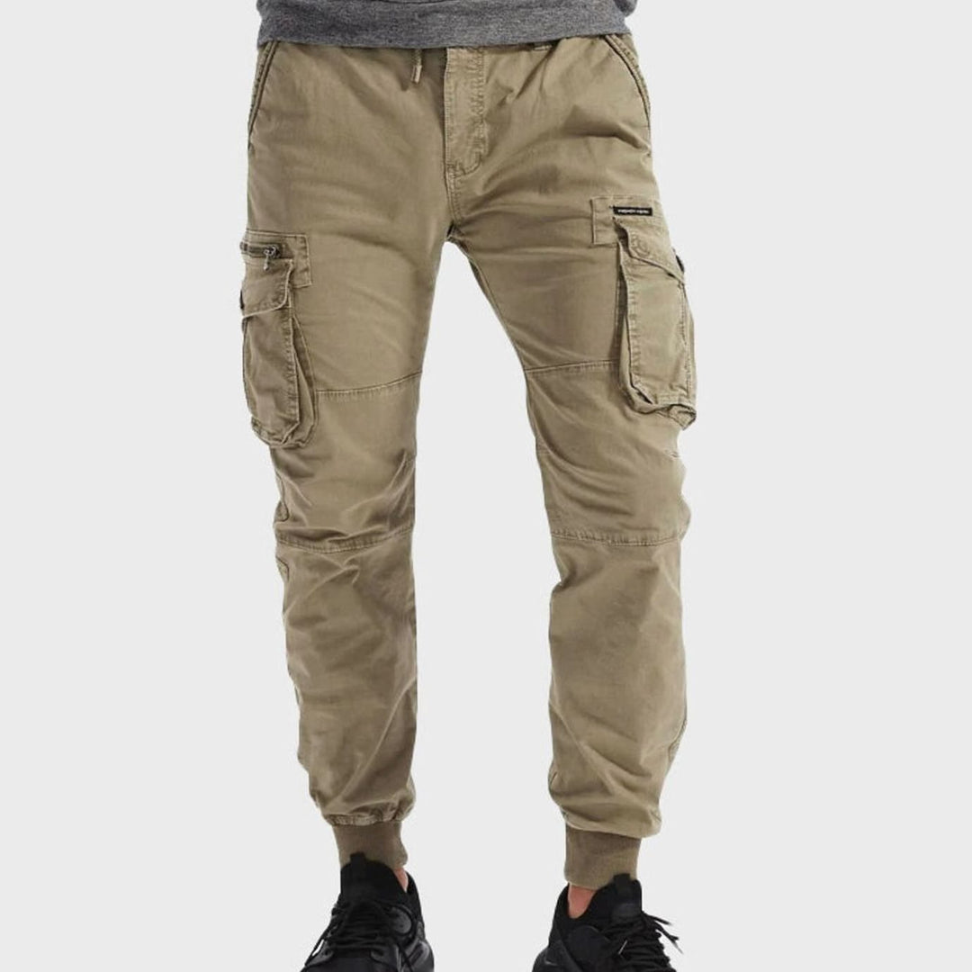 Men's Cargo Jogger Pants Elastic Waist Cuffed Multi-Pocket