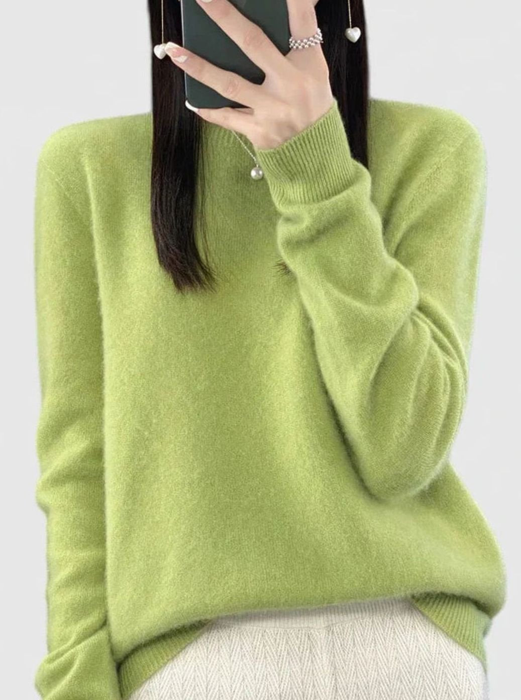 Men's Relaxed-Fit Crew-Neck Comfortable Sweater - Fruit Green
