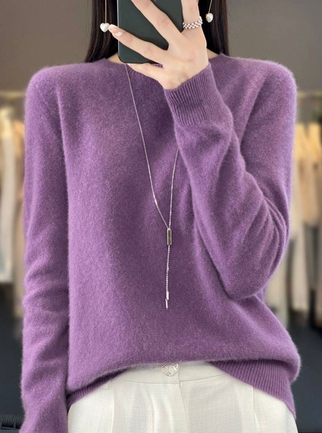 Men's Relaxed-Fit Crew-Neck Comfortable Sweater - Violet