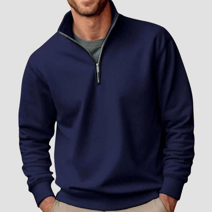 Men's Relaxed-Fit Quarter-Zip Collar Sweatshirt - Navy