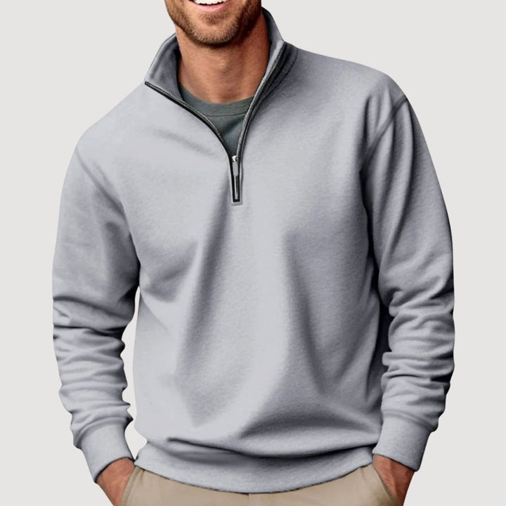 Men's Relaxed-Fit Quarter-Zip Collar Sweatshirt - Grey
