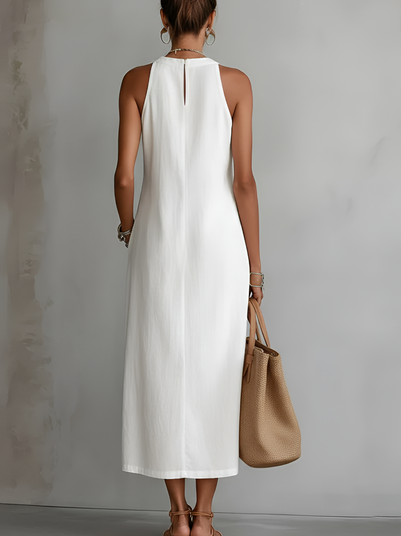 JIMENA | Midi Dress with Linen Texture