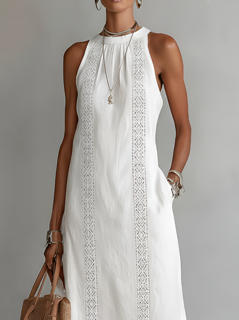 JIMENA | Midi Dress with Linen Texture