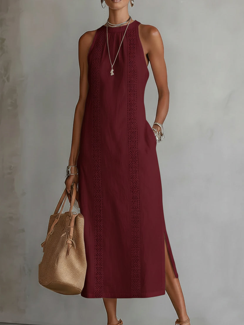 JIMENA | Midi Dress with Linen Texture