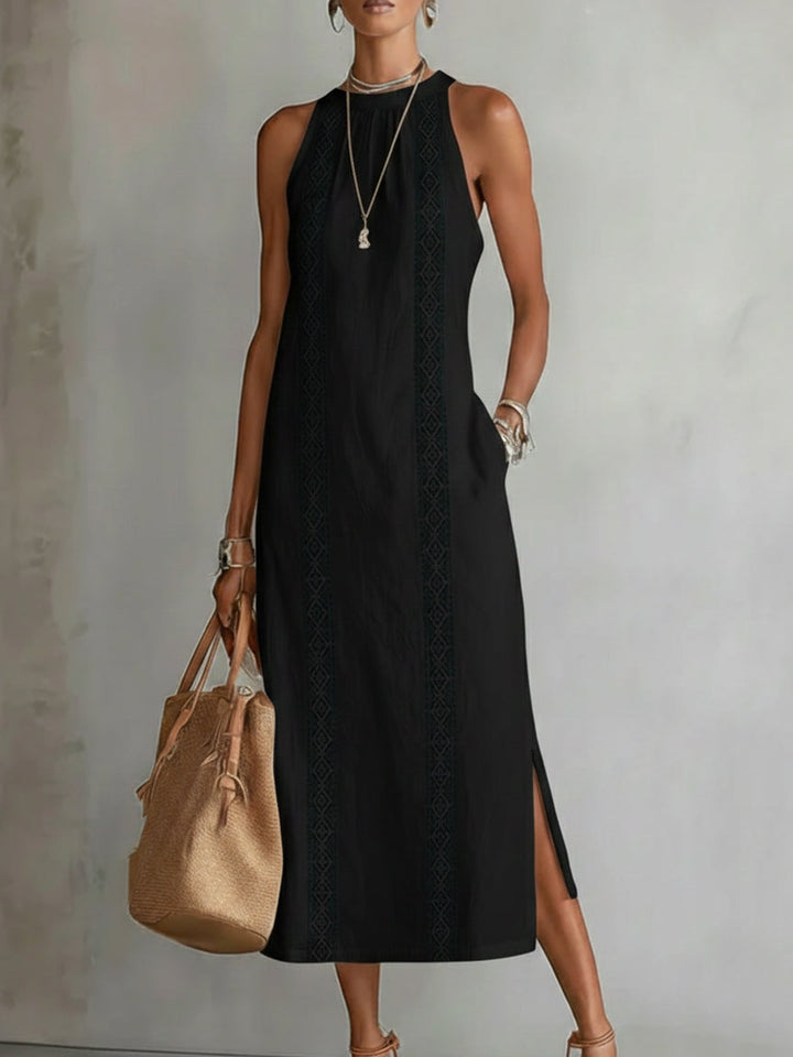 JIMENA | Midi Dress with Linen Texture