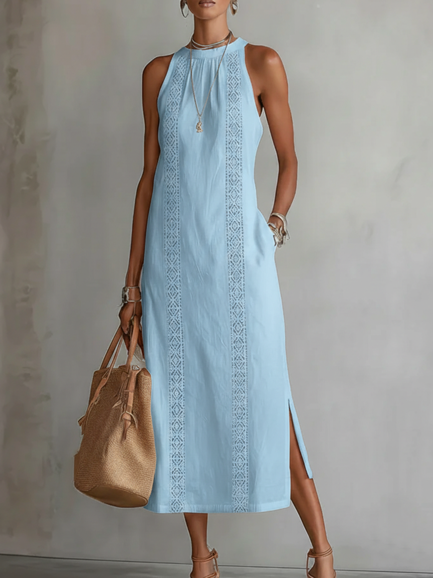 JIMENA | Midi Dress with Linen Texture