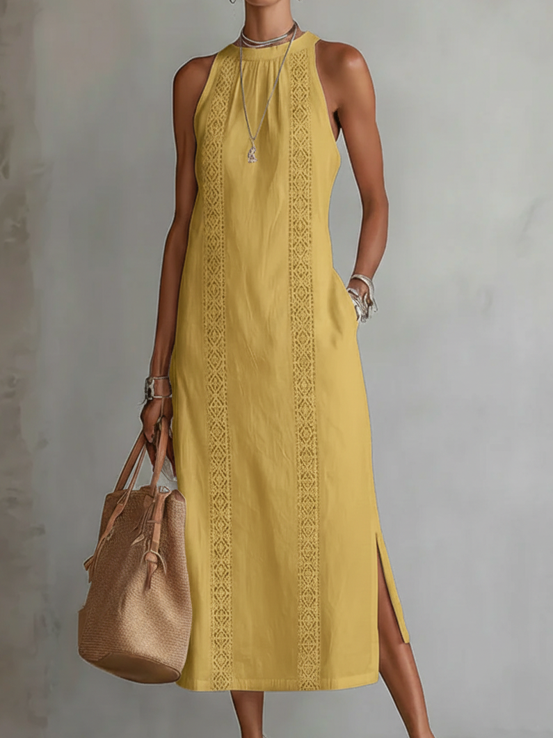 JIMENA | Midi Dress with Linen Texture