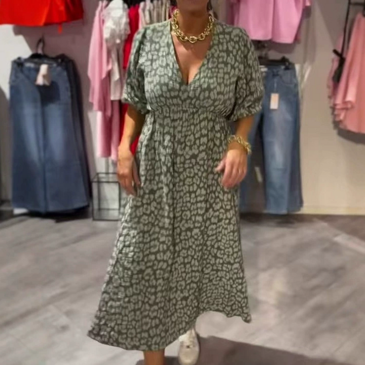 OXANA | RELAXED V-NECK MIDI DRESS