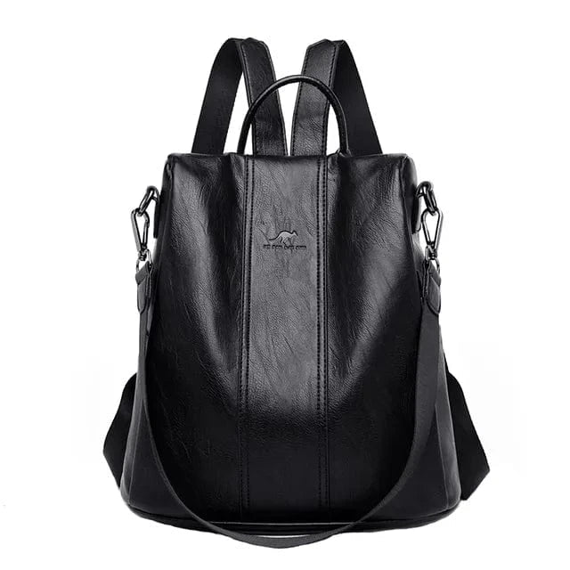 Sturdy and Safe PU Leather Backpack