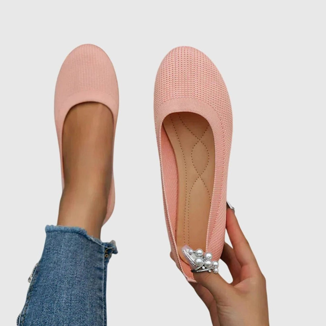 Women's Breathable Knit Slip-On Orthopedic Ballet Flats - Pink