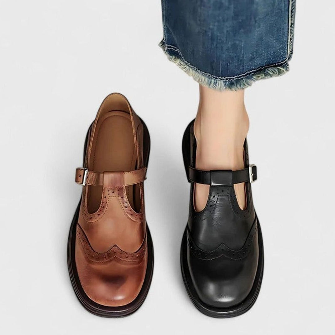 Women's Brogue T-Strap Mary Jane Shoes Orthopedic Non-Slip Sole