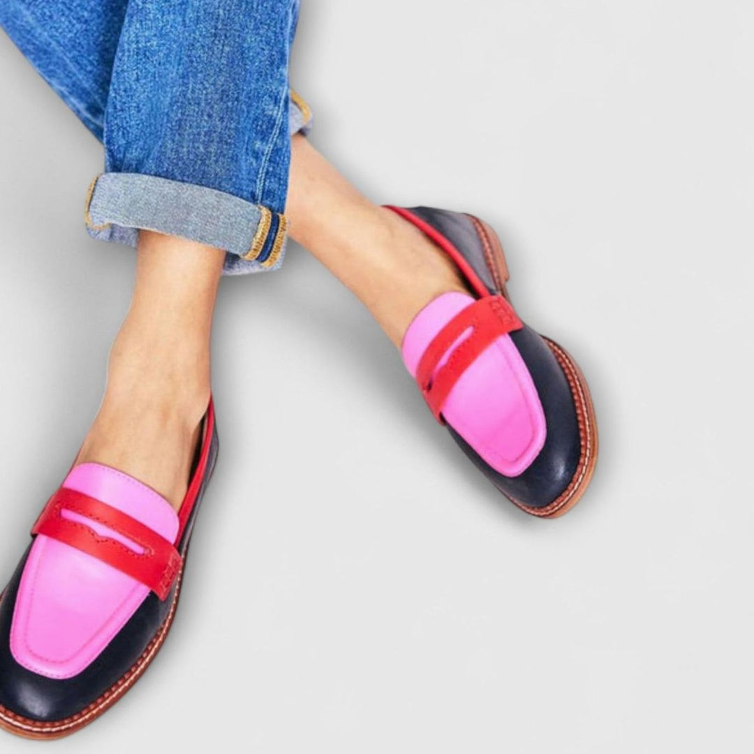 Women's Colorblock Round-Toe Slip-On Elegant Loafers - Multicolored