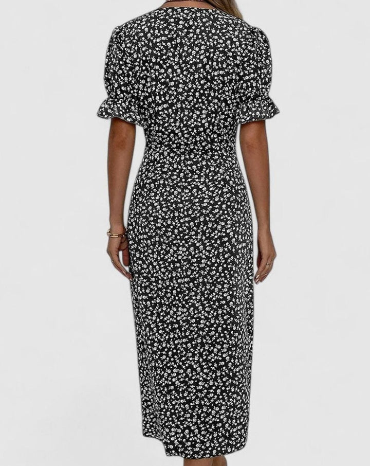 Women's Comfortable Floral Button-Front Midi Dress