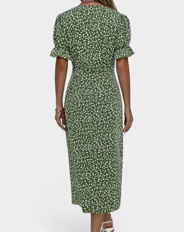 Women's Comfortable Floral Button-Front Midi Dress
