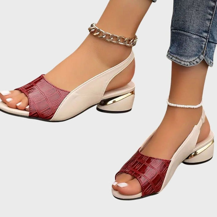 Women's Croc-Embossed Leather Slingback Wedge Sandals
