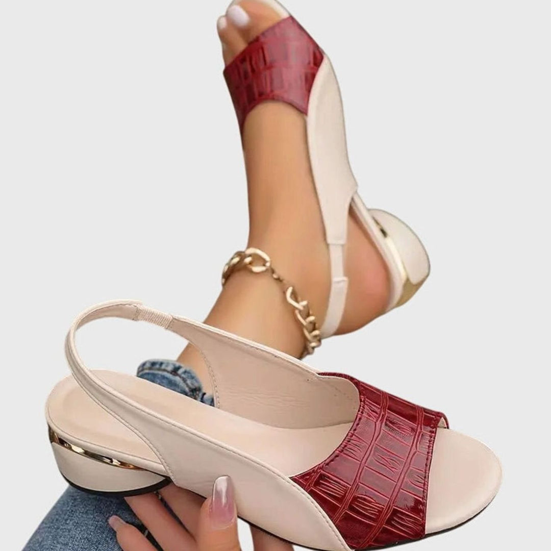 Women's Croc-Embossed Leather Slingback Wedge Sandals