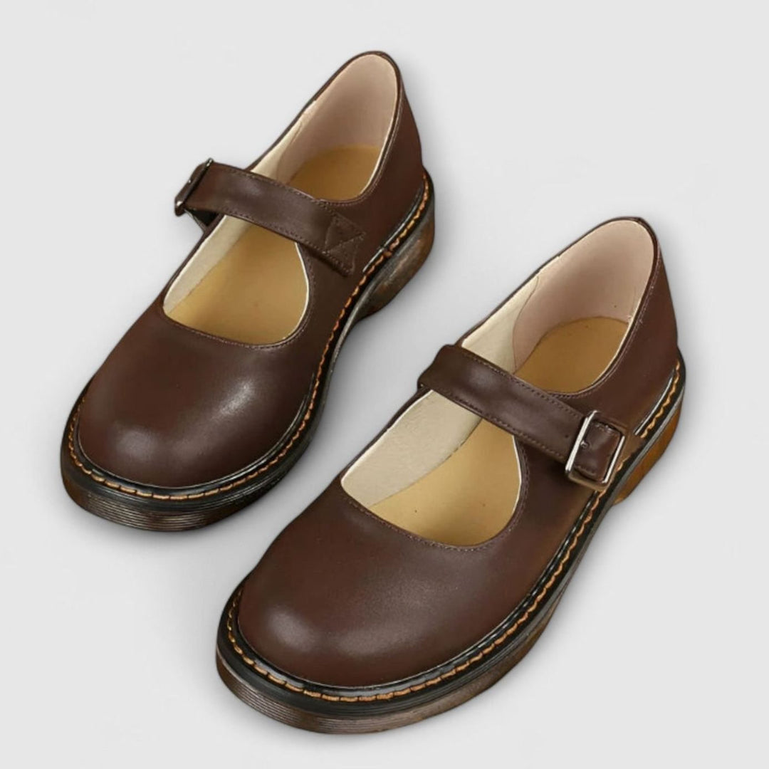Women's Cushioned Orthopedic Buckle-Strap Mary Jane Shoes - Brown