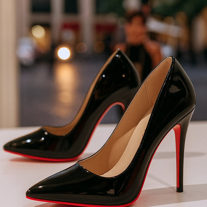 Women's Elegant Heels Patent Pointed-Toe Stiletto Pumps - Black