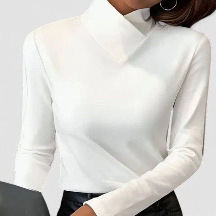 Women's Elegant Turtleneck Long-Sleeve Slim-Fit Top - White