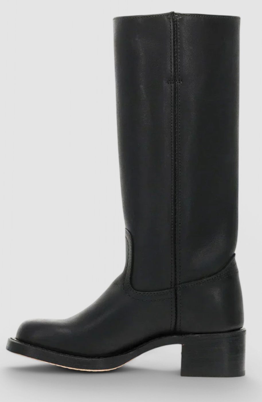 Women's Leather Stacked-Heel Knee-High Boots