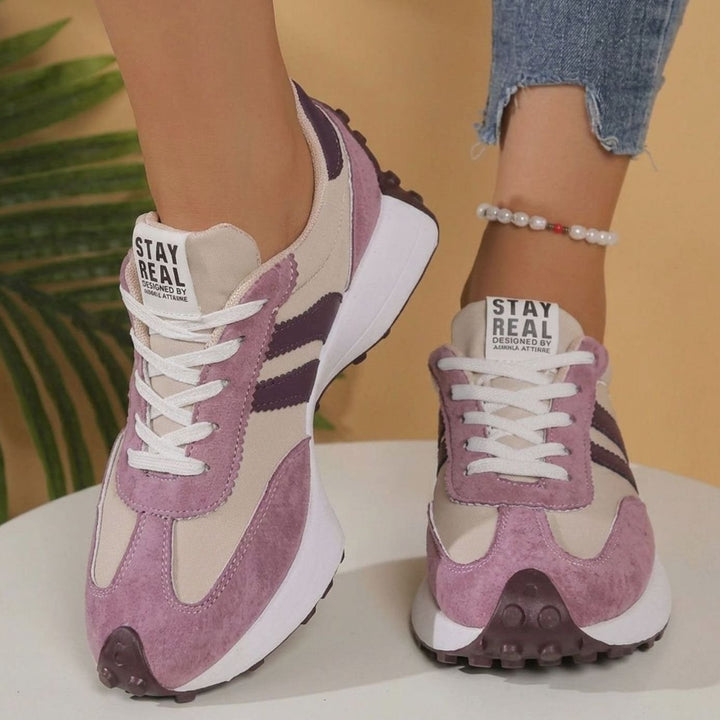 Women's Lightweight Orthopedic Sneakers Arch Support Lace-Up - Purple White