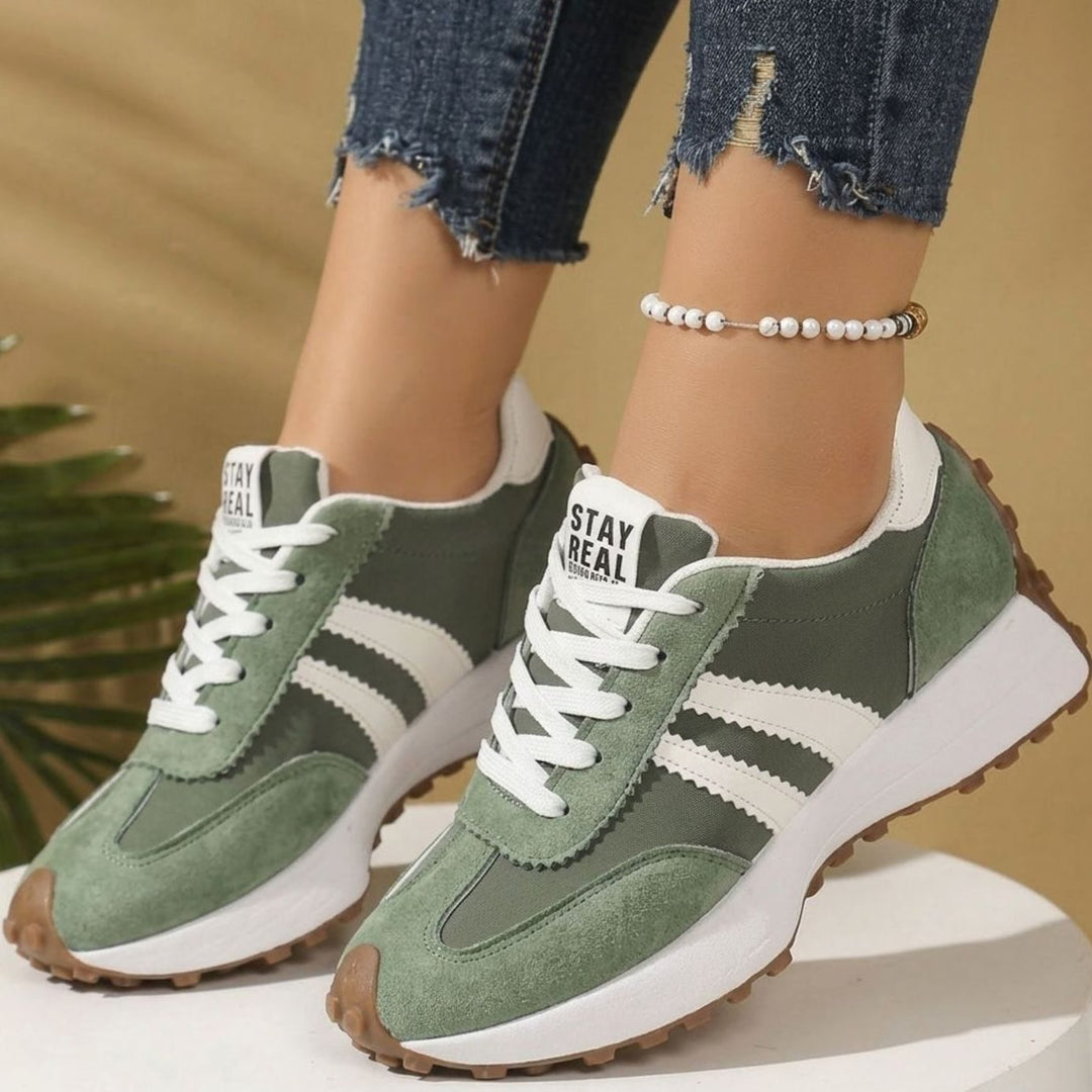 Women's Lightweight Orthopedic Sneakers Arch Support Lace-Up - Green White