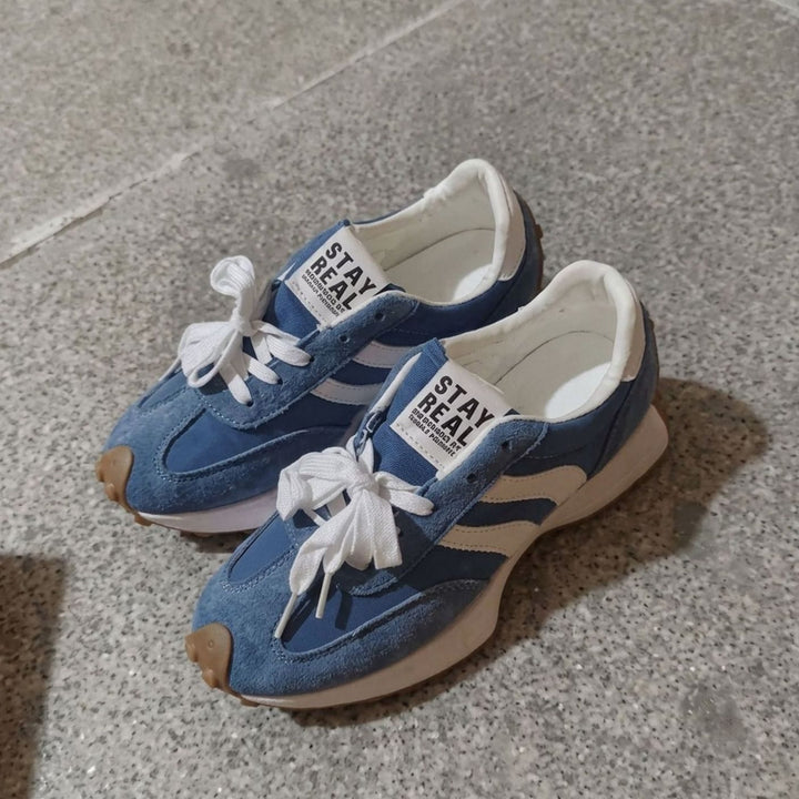 Women's Lightweight Orthopedic Sneakers Arch Support Lace-Up - Blue White