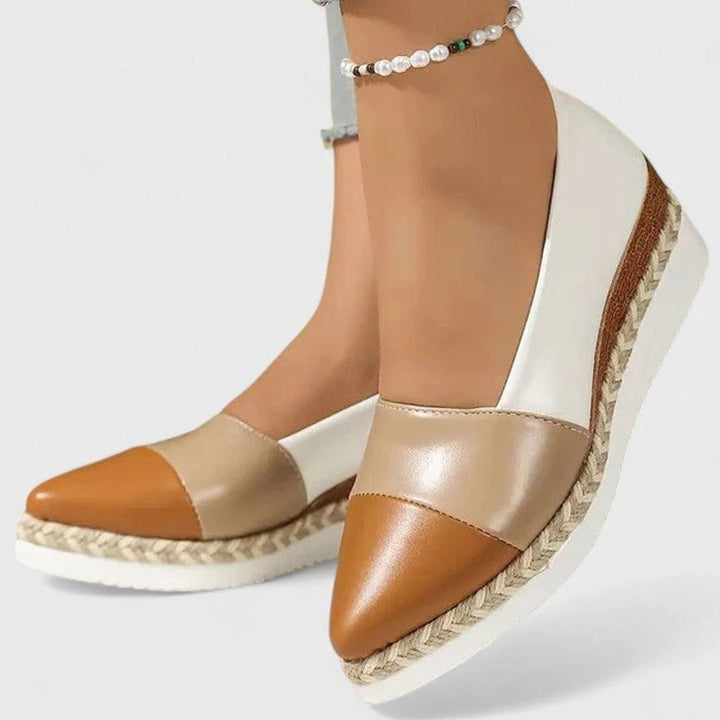 Women's Metallic Slip-On Espadrille Wedge Loafers Cushioned Insole - Brown