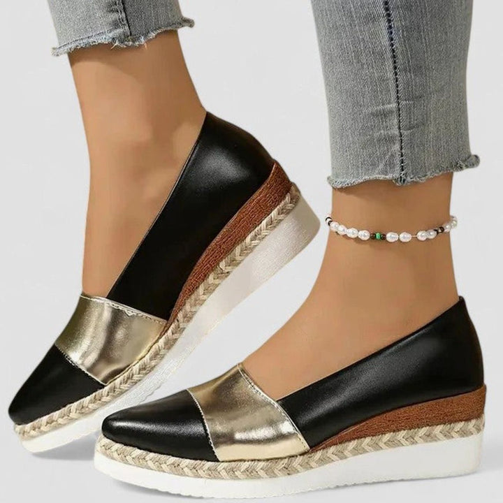 Women's Metallic Slip-On Espadrille Wedge Loafers Cushioned Insole
