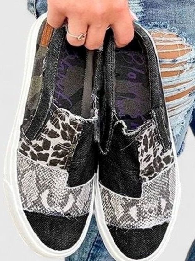 Women's Mixed Animal Print Slip-On Sneakers Arch Support Non-Slip Sole