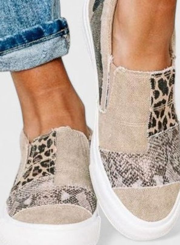 Women's Mixed Animal Print Slip-On Sneakers Arch Support Non-Slip Sole