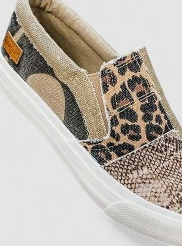 Women's Mixed Animal Print Slip-On Sneakers Arch Support Non-Slip Sole