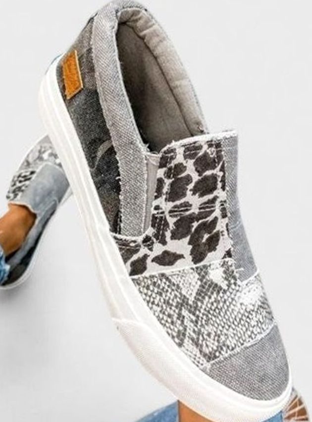 Women's Mixed Animal Print Slip-On Sneakers Arch Support Non-Slip Sole