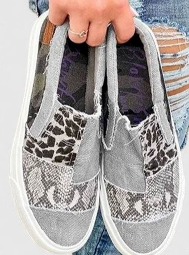 Women's Mixed Animal Print Slip-On Sneakers Arch Support Non-Slip Sole