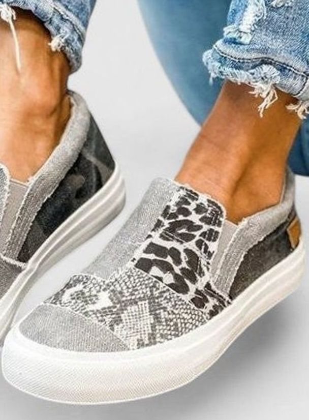 Women's Mixed Animal Print Slip-On Sneakers Arch Support Non-Slip Sole